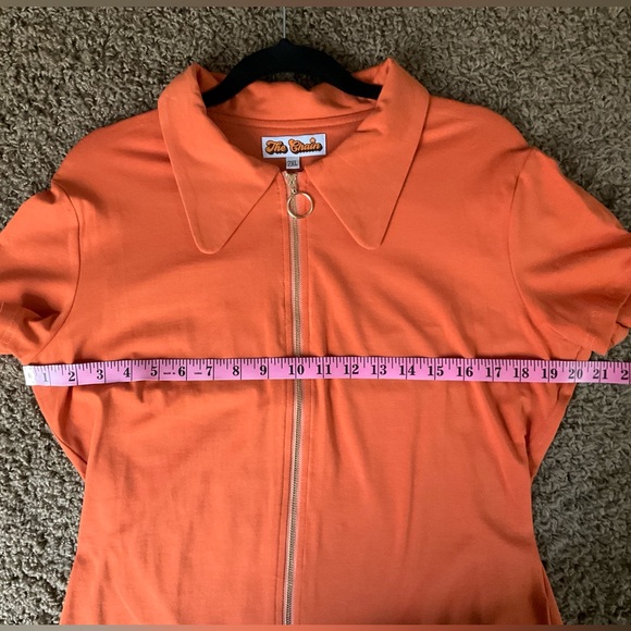 NWOT~The Chain Designs Orange 1970’s Inspired Jagger Top, Full Zip, Retro - Picture 3 of 6